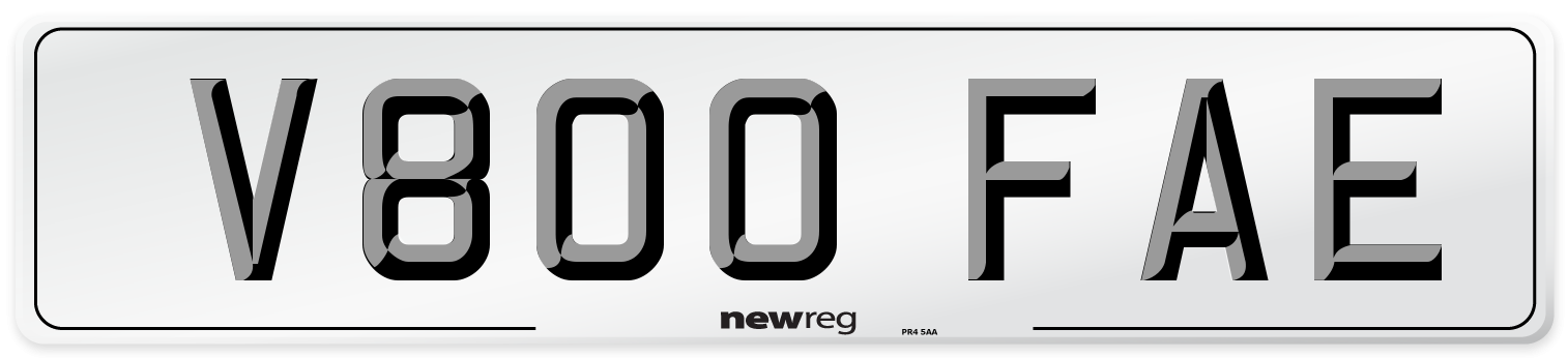 V800 FAE Number Plate from New Reg